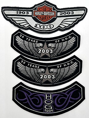 #ad HOG Harley Davidson Motorcycles Owners Group Patches 2003 2004 100 Years $39.95