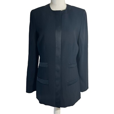 #ad Worth Blazer Womens Size 6 Dark Blue Button Up Long Sleeves Career Business Top $25.13