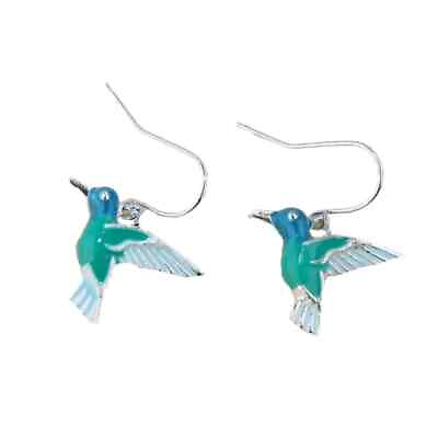 #ad Blue Hummingbird Dangle Earrings Sterling Silver $12.94