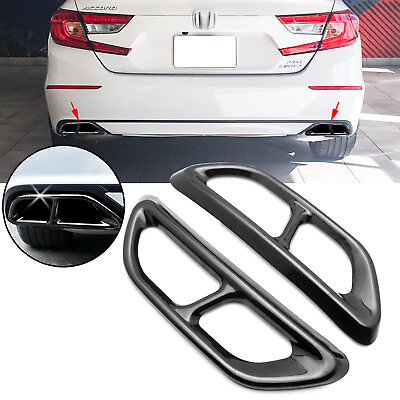 #ad For Honda Accord Black Exterior Rear Bumper Exhaust Pipe Protect Cover Trim $20.76