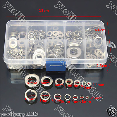#ad 260Pcs Stainles Steel Washer Spring Washer Assortment Set For M2.5 3 4 5 6 8 1 $12.56