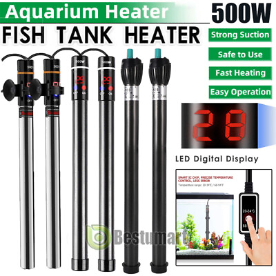 #ad 500W Digital Aquarium Heater Anti Explosion Submersible Fish Tank Adjustable Rod $59.99