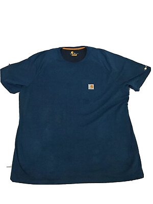 #ad Carhartt Mens Mens Shirt 2XL Blue Relaxed Fit Short Sleeve Pocket Crew Neck $12.50