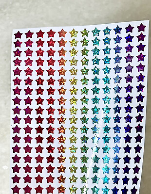 #ad 264 Rainbow Holographic Sparkle Star Stickers Tiny 0.25 inch $3.00