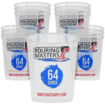 #ad 12 Pouring Masters 64 Ounce 2000ml Graduated Plastic Paint Mixing Cups Measure $22.99
