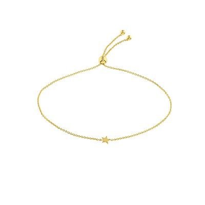 #ad Mini Star Cable Chain Bracelet Real 14K Yellow Gold Up to 9.5quot; $141.89