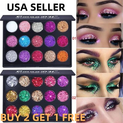 #ad 15 Colors Glitter Eyeshadow Eye Shadow Palette Set $7.59