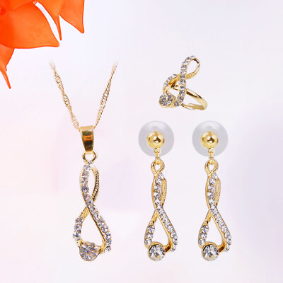 #ad Necklace Earrings Chrismas Gifts Rhinestone Jewelry Set $8.15
