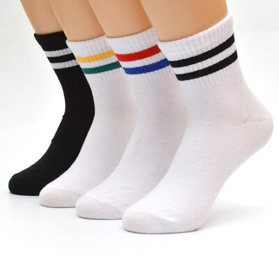#ad New Unisex Two Stripes Cotton Socks Retro Old School Hiphop Skate Classic Socks $9.25