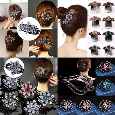 #ad Fashion Crystal Rhinestone Hair Clip Barrette Claw Clamp Hairpin Party Wedding Ḿ $2.08