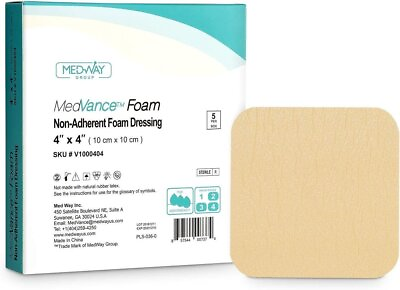 #ad MedVance Foam Non Bordered Non Adhesive Wound Dressing 4quot;x4quot; Box of 5 $6.99