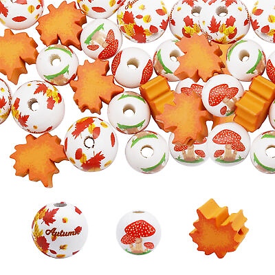 #ad 30PCS Colorful Thanksgiving Day Maple Leaf Design Loose Bead for Art Decor DIY $3.03