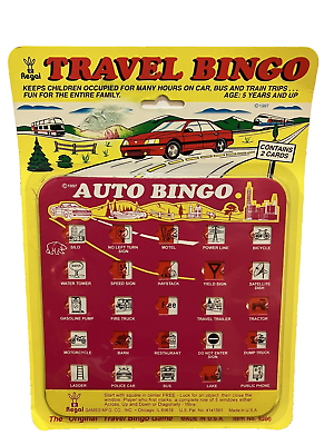 #ad Travel Bingo Traffic Safety Game Auto Bingo Red Regal 2 Cards Vintage 1997 NEW $5.97