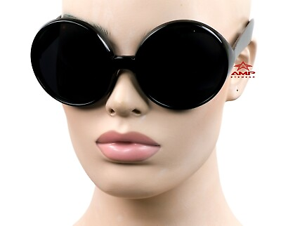 #ad Oversized Jumbo Round Large Vintage Retro Style Sunglasses Super Dark Black K75 $7.99