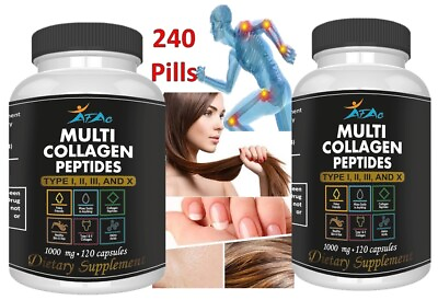 #ad Collgen hydrolyzed Peptide 240 capsules Hair Skin Nails Wrinkles Capsules $18.00