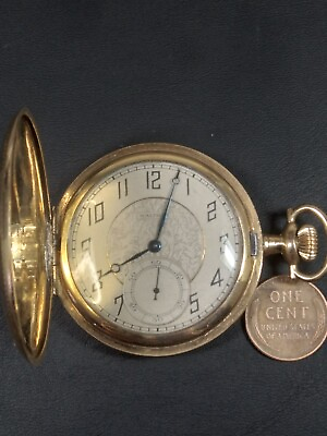 #ad Working Antique 1917 Waltham 225 Art Deco Gold Filled Pocket Watch $150.00