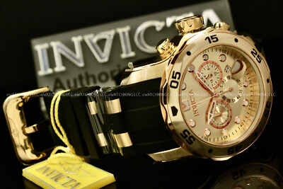 #ad NEW Invicta Men Scuba Pro Diver Chrono 18K Gold Plated Rose Gold S.S Poly Watch $80.84