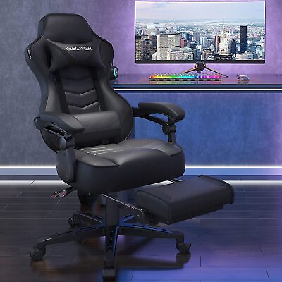ELECWISH Gaming Chair Black Ergonomic Computer Office Chair Recliner Swivel Seat $139.11