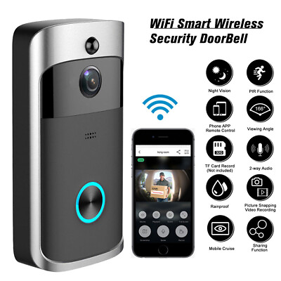 #ad Smart Wireless WiFi Ring Doorbell Intercom Video Camera Door Bell Security Black $39.99