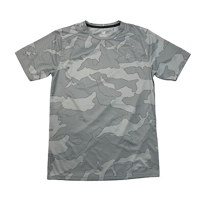 #ad New Balance Running T Shirt Mens S Small Gray Active Crew Neck Jersey Camouflage $21.20