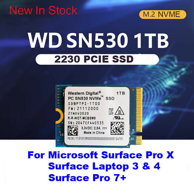 WD PC SN530 M.2 2230 SSD 1TB 512GB NVMe PCIe For Microsoft Surface Pro XPro 7 $139.99