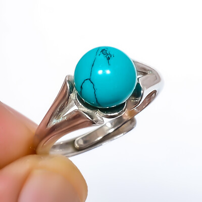 #ad Turquoise 925 Sterling Silver Plated Ring Adjustable 85 $20.70