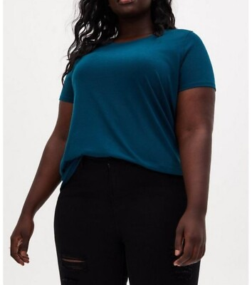 #ad Torrid Signature Everyday Crew Neck Jersey Tee Classic Fit Teal Top Size 3X 3 $18.00