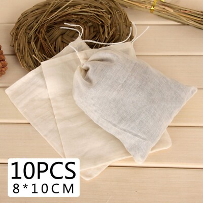 #ad 10pcs Empty Teabags Heat Seal Filter Pepper Herb Loose Tea Bags 8*10cm UK STOCK $6.70