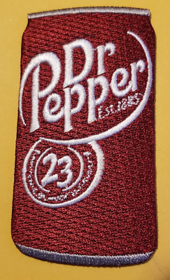 #ad Dr Pepper can Embroidered Patch approx 2x3.5quot; $7.62
