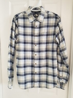 #ad The North Face Mens Button Up Flannel M Blue amp; White $35.00