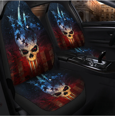 #ad American Skull Horror Car Seat Covers set of 2 $54.99