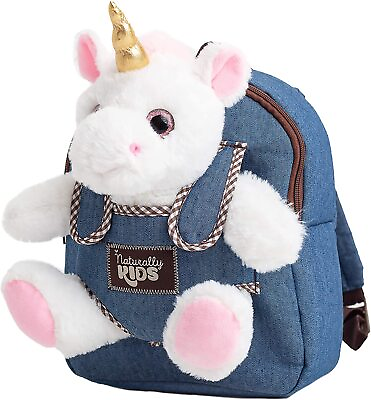 #ad Toddlers Backpack With Plush Unicorn Toy Small For Girls 3 5 yo Naturally KIDS $29.98