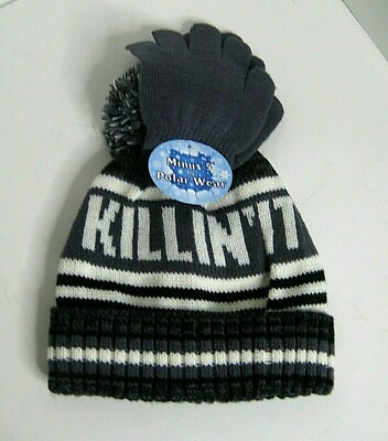 #ad minus 5 polar ware killing it stocking cap and gloves youth boys black and gray $10.00