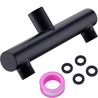 #ad Matte Black Double Shower Head Manifold Splitter 2 Way Shower Diverter Dual O... $32.77