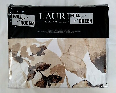 #ad Ralph Lauren CORRINE Tonal Leaf Duvet 3 Pc Set Sz Full Queen MSRP $270.00 NEW $85.00