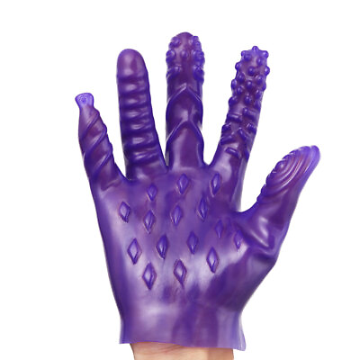 #ad USA Waterproof Sex Massage Glove Silicone BDSM Kinky Purple Bondage Adult Games $9.89