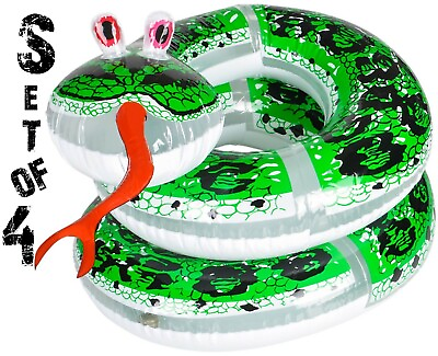 Set of 4 60#x27;#x27; Hissing Tongue Coil Snake Inflatable Inflate Party Decorations $16.98
