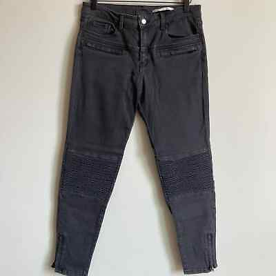 #ad Zara Mid Rise Slim Fit Moto Jeans Women#x27;s Size 8 in Black $20.00
