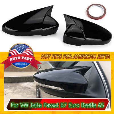 #ad 2x Side Rearview Mirror Cover Gloss Black For VW Passat B7 CC Scirocco Jetta MK6 $24.99