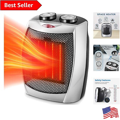 #ad Small Space Heater Ceramic Heating Elements Adjustable Thermostat 8.1 Inch $37.99