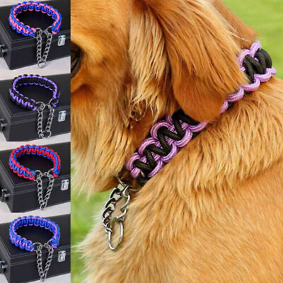 #ad Dog Training Collars Nylon Chain Supply Medium Large Dogs Collar Safety Choker $14.02