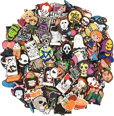 #ad 100 Pcs Skull Horror Shoe Charms DecorationsThriller Cool Charms for BoysGirl $19.99