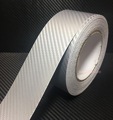 #ad 3D Silver Sheet Car PVC Grain Carbon Fiber Vinyl Tape Wrap Sticker Decors Trim $4.29