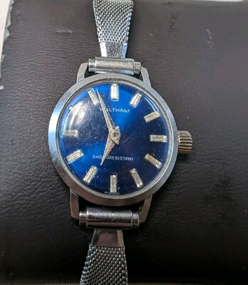 #ad Vintage Ladies Waltham Blue Dial Watch Running Well Keeps Good Time Wind $20.99
