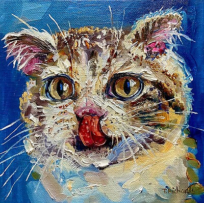 #ad Pet custom portrait by photo Original art oil painting cat dog animal Signed $287.50