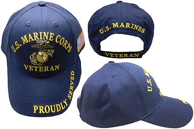 #ad U.S. Marine Corps Veteran Proudly Served Navy Blue Hat Cap Officially Licensed $15.88