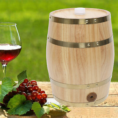 #ad 10L Wood Wine Barrel Whiskey Rum Dispenser Wooden Keg Pine Barrel Cask NEW $53.20