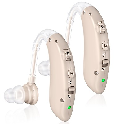 #ad 1 Pair Digital Hearing Aid Severe Loss Rechargeable BTE Hearing Amplifier $39.99