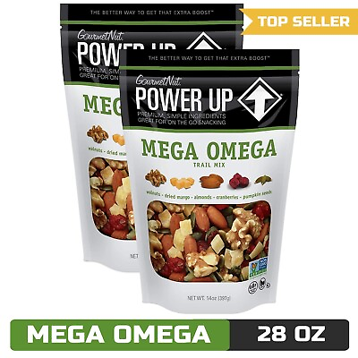 Power Up Trail Mix Gourmet Nut Bag Mega Omega 14 Ounce 2 pack $21.48