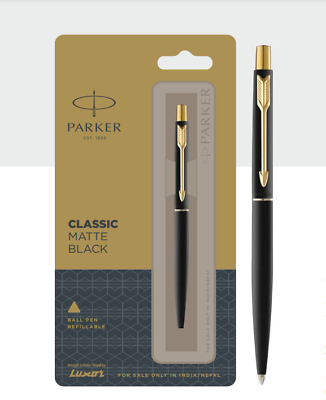 #ad Parker Classic Matte Black Ball Pen With Gold Trim $12.05